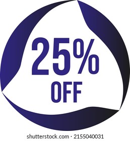 25 percent off vector violet blue circle format.