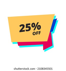 25% de la etiqueta plana amarilla 