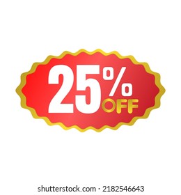25% percent off(offer), golden award winning super discount sticker, vector illustration, sale red design