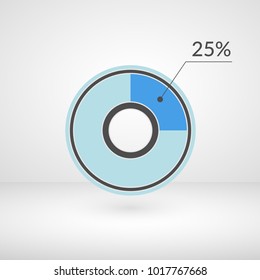 25 percent pie chart isolated symbol. Percentage vector infographics. Circle diagram sign. Business illustration icon for marketing project, finance, financial report, web, concept design, download