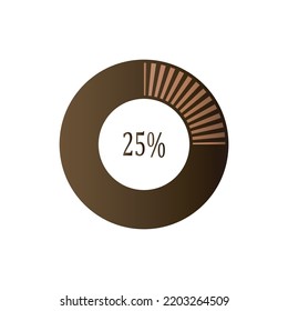 25 percent  pie chart. Percentage vector infographics. Circle percentage diagram business illustration