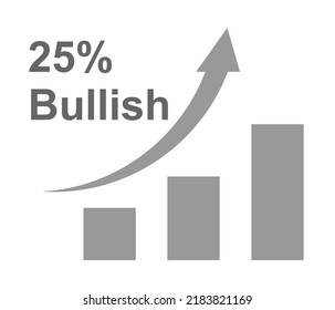 25% percentage bullish on the market icon.
nice font and beautiful gray color on white background,for a bullish market sign label.2