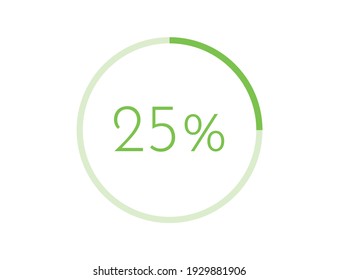 25% percentage infographic circle icons, 25 percents pie chart infographic elements for Illustration, business, web design