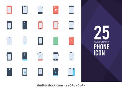 Paquete de iconos de 25 Phone Flat. ilustración vectorial.