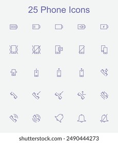 25 Iconos del teléfono, Vector, gráficos