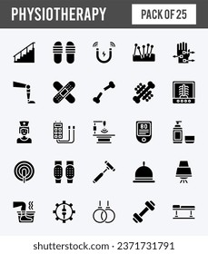 25 Physiotherapy Glyph icons pack. vector illustration.