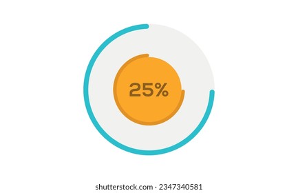 25% pie chart template, pie chart 25% vector, pie chart illustration
