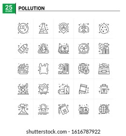 25 Pollution icon set. vector background