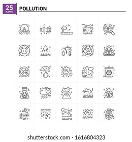 25 Pollution icon set. vector background