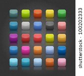 25 popular color blank web button. Striped rounded square shape with black shadow on gray backgrounds with noise texture effect. Vector 10 eps.