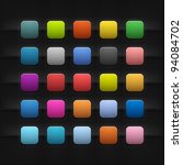 25 popular color blank web internet button. Striped rounded square shape with black drop shadow on dark metal background texture. This vector saved in 10 eps. See more web button in my gallery