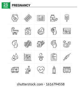 25 Pregnancy icon set. vector background