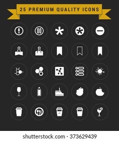 25 Premium Quality icon set. vintage yellow banner on top