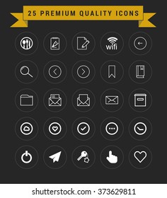 25 Premium Quality icon set. vintage yellow banner on top