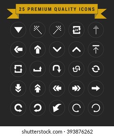 25 Premium Quality icon set. vintage yellow banner on top