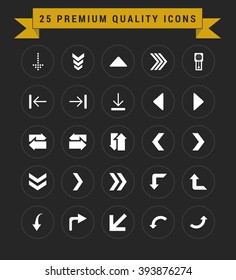 25 Premium Quality icon set. vintage yellow banner on top