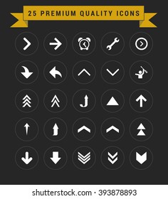 25 Premium Quality icon set. vintage yellow banner on top