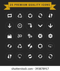 25 Premium Quality icon set. vintage yellow banner on top