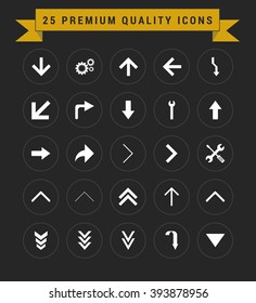 25 Premium Quality icon set. vintage yellow banner on top