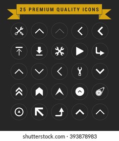 25 Premium Quality icon set. vintage yellow banner on top