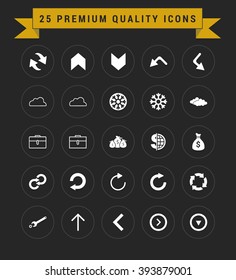 25 Premium Quality icon set. vintage yellow banner on top