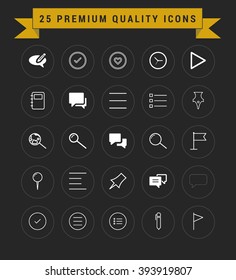 25 Premium Quality icon set. vintage yellow banner on top