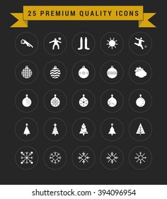 25 Premium Quality icon set. vintage yellow banner on top