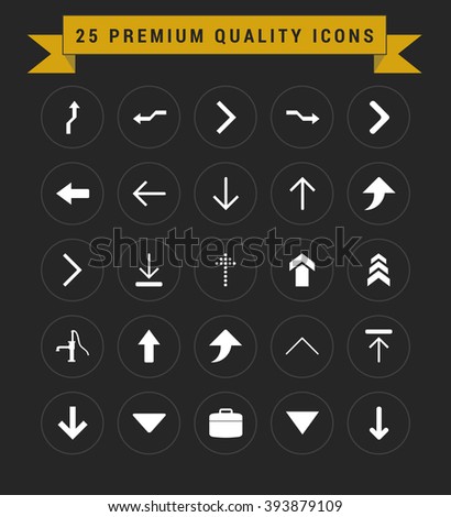 25 Premium Quality icon set. vintage yellow banner on top