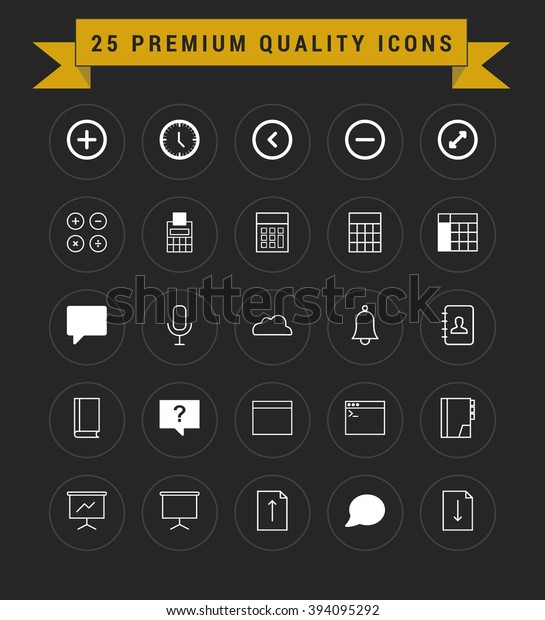 25
Premium Quality icon set. vintage yellow banner on
top