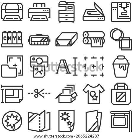 25 print publication icon set