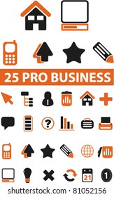 25 pro business icons, signs, vector illustrations