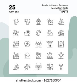 25 Productivity And Business Motivation Skills Icon Set. 100% Editable EPS 10 Files. Business Logo Concept Ideas Line icon design