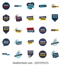 25 Professional Vector Designs in the Upload Now Bundle Perfect for Product and Graphic Designers