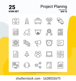 25 Project Planing Icon Set. 100% Editable EPS 10 Files. Business Logo Concept Ideas Line icon design