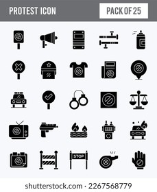 25 Protest Glyph icon pack. vector illustration.