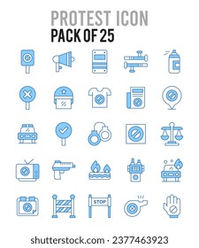 25 Protest. Zwei Farbsymbole Pack. Vektorgrafik.