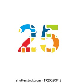 25 Puzzle number illustration. Vector Eps10