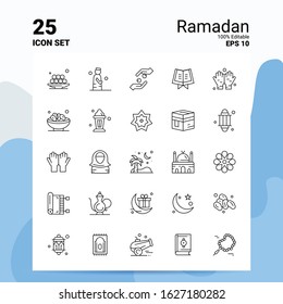 25 Ramadan Icon Set. 100% Editable EPS 10 Files. Business Logo Concept Ideas Line icon design