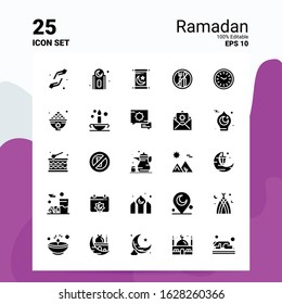 25 Ramadan Icon Set. 100% Editable EPS 10 Files. Business Logo Concept Ideas Solid Glyph icon design