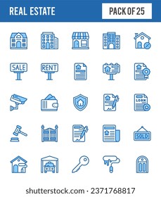 25 Real Estate Two Color icons pack. vector illustration.