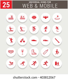 25 Red Universal icon set. 