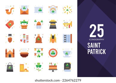 25 Saint Patrick Flat icon pack. vector illustration.