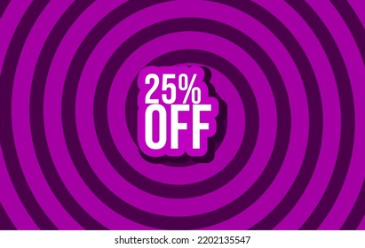 25% Sale Off Banner Discount Illustration Business Vector Purple Spiral White Bebas