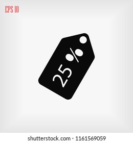 25% sale tag icon, Vector EPS 10 illustration style