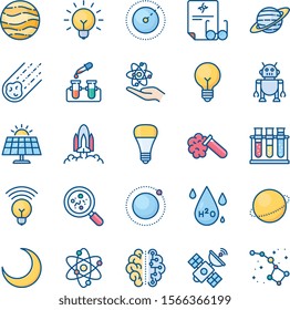 25 Science Filled line icon set 02
