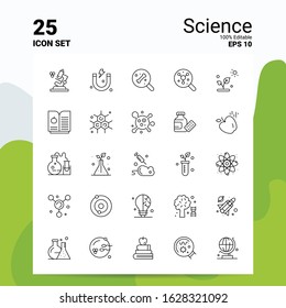 25 Science Icon Set. 100% Editable EPS 10 Files. Business Logo Concept Ideas Line icon design