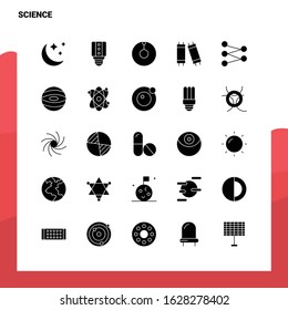 25 Science Icon set. Solid Glyph Icon Vector Illustration Template For Web and Mobile. Ideas for business company.