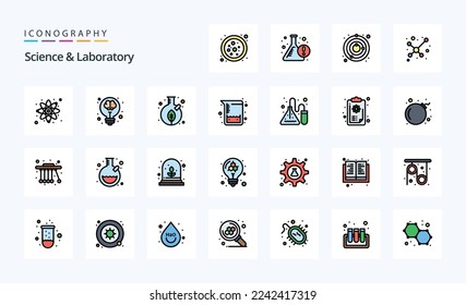Paquete de iconos de Estilo relleno de línea de ciencia 25