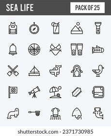 25 Sea Life Lineal Expanded icons pack. vector illustration.