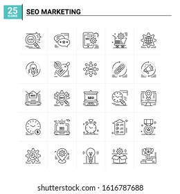 25 Seo Marketing icon set. vector background